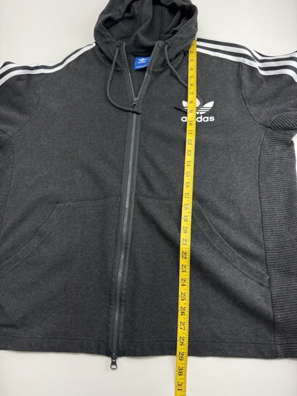 adidas Originals Mens Gray 2-Pc Fleece Tracksuit Full-Zip Hoodie + Pants SZ 2XL - Picture 9 of 16